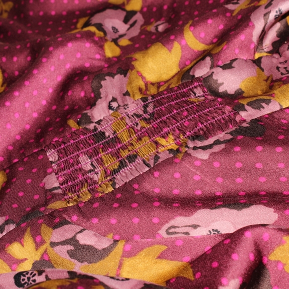 NWT Free People Com Light Floral Satin Long Sleeve Polka Dot Mini Dress … - Picture 6 of 12